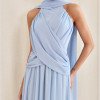 VESTIDO DE FESTA BANGKOK LONGO CRUZADO CAPA - AZUL SERENITY