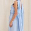 VESTIDO DE FESTA BANGKOK LONGO CRUZADO CAPA - AZUL SERENITY