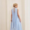 VESTIDO DE FESTA BANGKOK LONGO CRUZADO CAPA - AZUL SERENITY