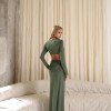 VESTIDO COLÔMBIA BUSTO TORCIDO MANGA LONGA - VERDE OLIVA