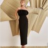 VESTIDO COPENHAGUE TUBINHO BUSTO LEQUE - PRETO
