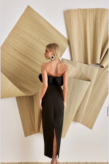 VESTIDO COPENHAGUE TUBINHO BUSTO LEQUE - PRETO