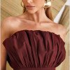 VESTIDO COPENHAGUE TUBINHO BUSTO LEQUE - VINHO