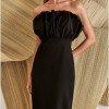 VESTIDO COPENHAGUE TUBINHO BUSTO LEQUE - PRETO