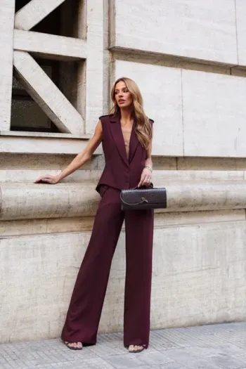 CONJUNTO VERSALHES COLETE E CALÇA ALFAITARIA - MARSALA
