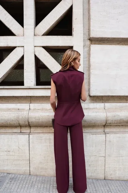 CONJUNTO VERSALHES COLETE E CALÇA ALFAITARIA - MARSALA