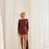 VESTIDO TAILÂNDIA CURTO COM CALDA - BORDÔ