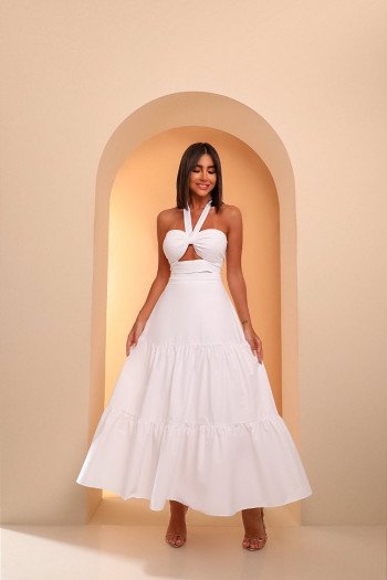 VESTIDO LONGUETE STEFANY MULTIFORMAS - OFF WHITE