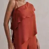 CONJUNTO BLUSA ASSIMÉTRICA CREPE - TERRACOTA