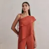 CONJUNTO BLUSA ASSIMÉTRICA CREPE - TERRACOTA
