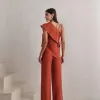 CONJUNTO BLUSA ASSIMÉTRICA CREPE - TERRACOTA