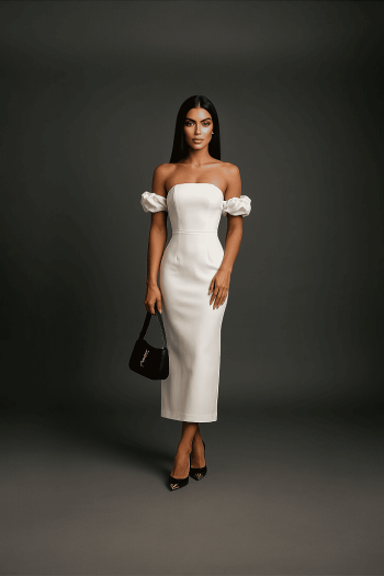 VESTIDO MIDI MANGA BUFANTE FLOR SOUL - OFF WHITE