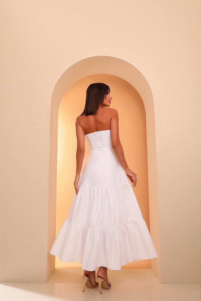 VESTIDO LONGUETE STEFANY MULTIFORMAS - OFF WHITE