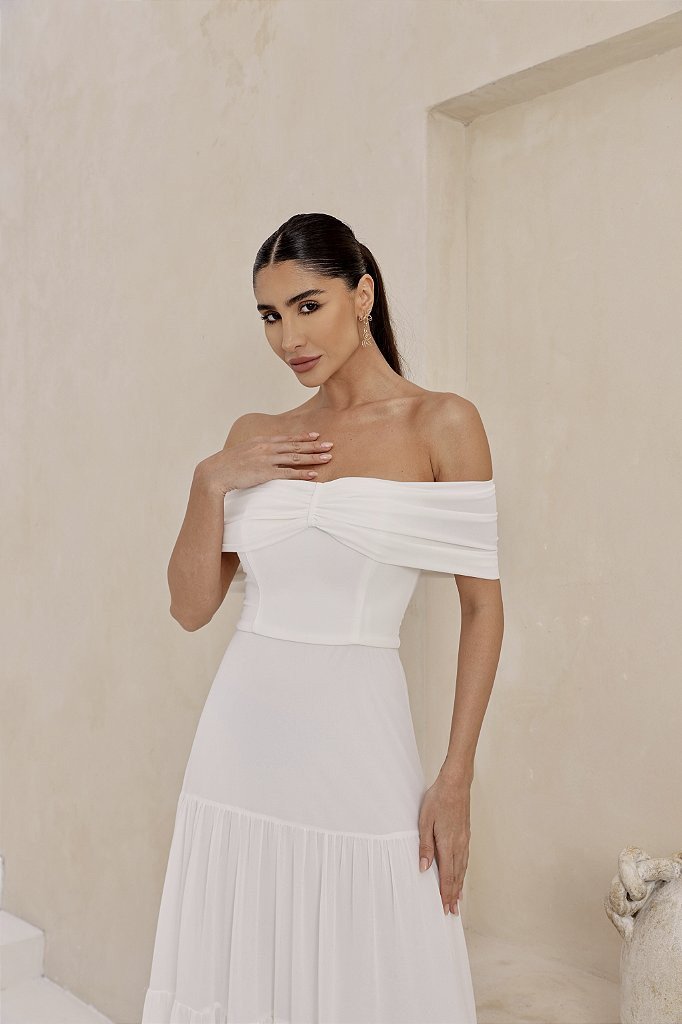 VESTIDO KELLYN OMBRO A OMBRO - OFF WHITE