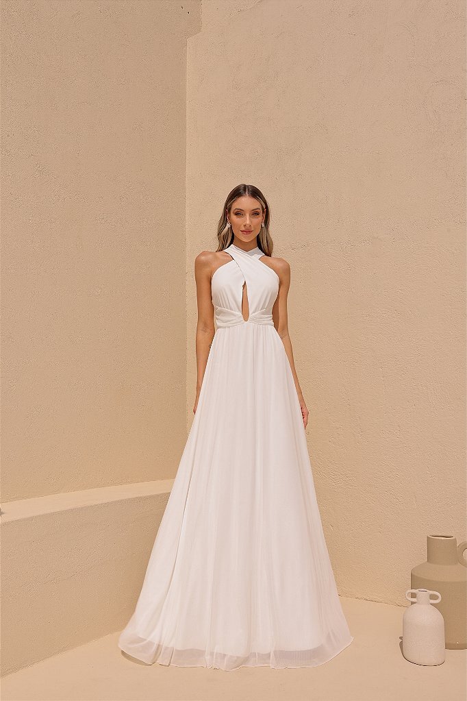 VESTIDO KELLY LONGO TULE NOIVINHAS - OFF WHITE