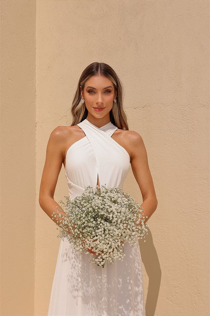 VESTIDO KELLY LONGO TULE NOIVINHAS - OFF WHITE
