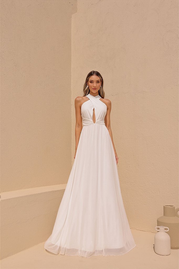 VESTIDO KELLY LONGO TULE NOIVINHAS - OFF WHITE