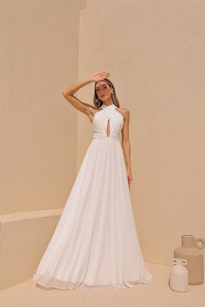 VESTIDO KELLY LONGO TULE NOIVINHAS - OFF WHITE