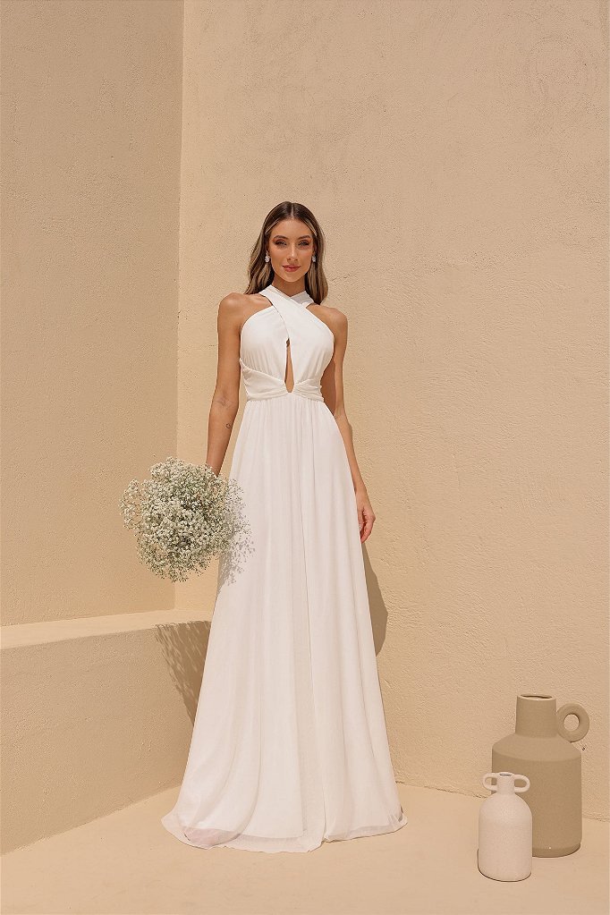 VESTIDO KELLY LONGO TULE NOIVINHAS - OFF WHITE