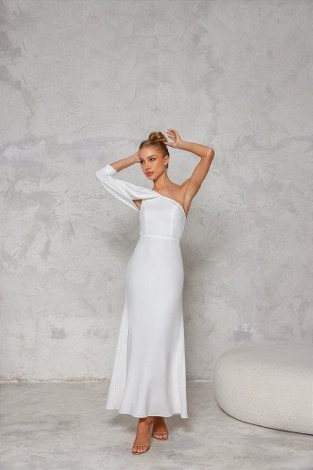 VESTIDO LONGUETE UM OMBRO RENNES - OFF WHITE