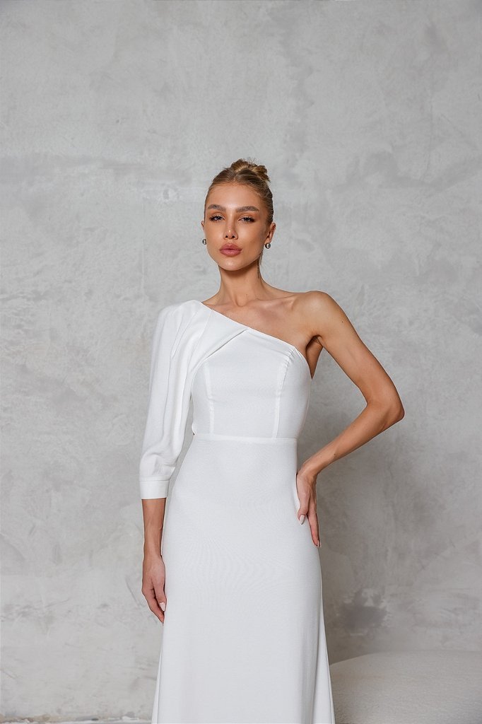 VESTIDO LONGUETE UM OMBRO RENNES - OFF WHITE