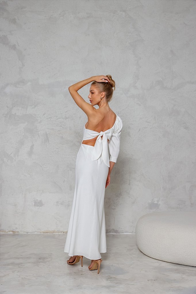 VESTIDO LONGUETE UM OMBRO RENNES - OFF WHITE