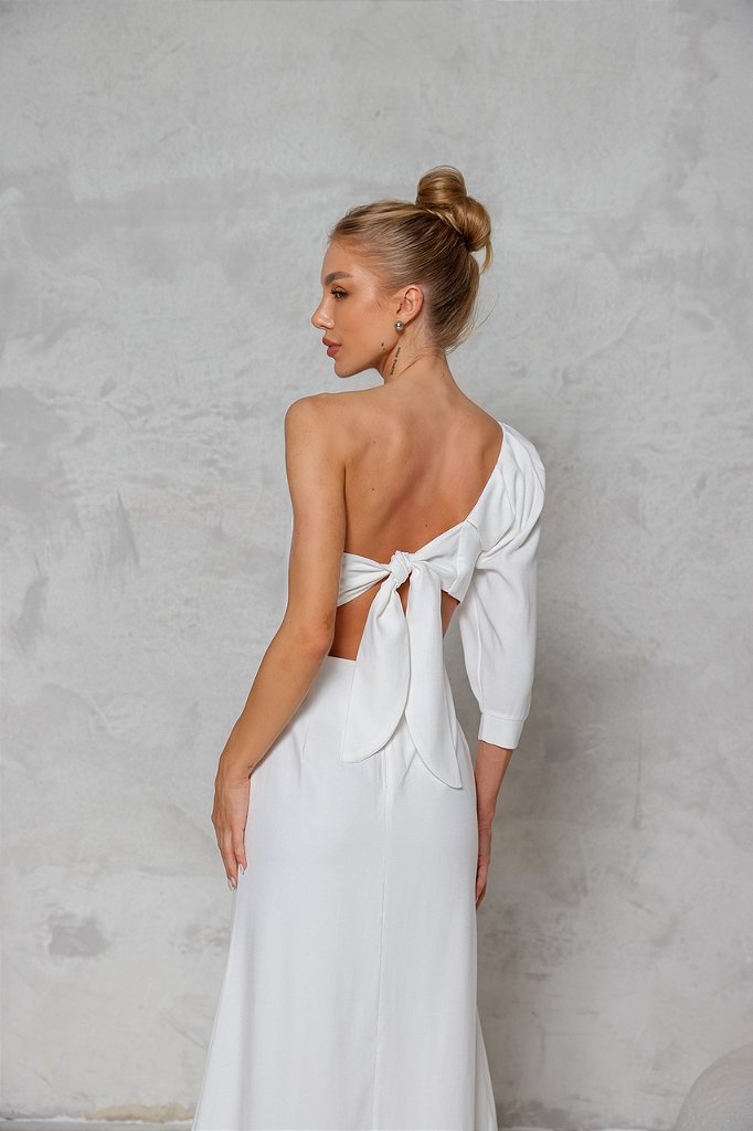 VESTIDO LONGUETE UM OMBRO RENNES - OFF WHITE