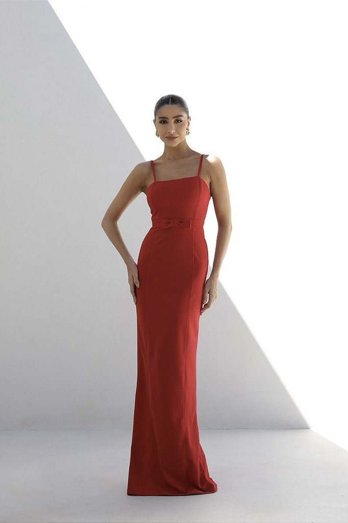 VESTIDO BÁRBARA LONGO LAÇO - VERMELHO