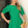 VESTIDO MIDI OHANA MANGA CURTA COM BOLSOS - VERDE