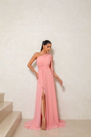 VESTIDO LONGO FENDA ROBERTA - ROSÉ
