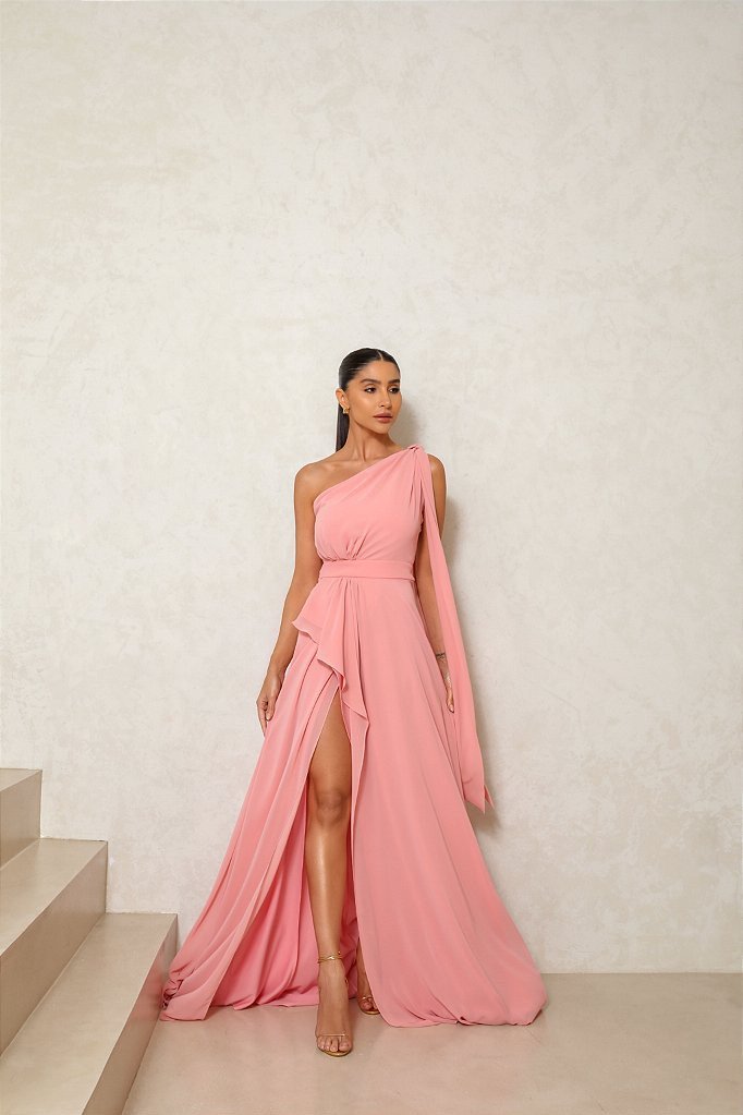 VESTIDO LONGO FENDA ROBERTA - ROSÉ