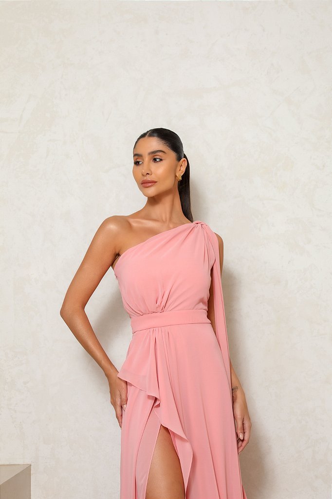 VESTIDO LONGO FENDA ROBERTA - ROSÉ