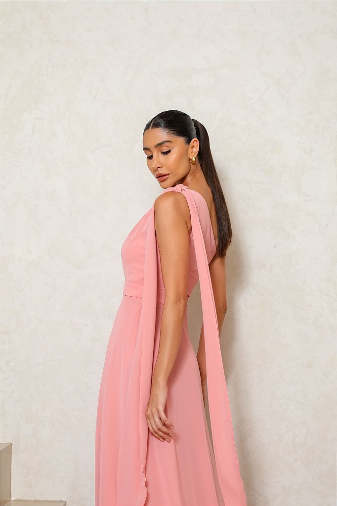 VESTIDO LONGO FENDA ROBERTA - ROSÉ