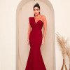 VESTIDO LONGO KOURTNEY OMBRO PREGAS - MARSALA