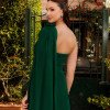 VESTIDO DE FESTA RANCHCORE MANGA AMPLA OMBRO - VERDE ESMERALDA