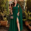 VESTIDO DE FESTA RANCHCORE MANGA AMPLA OMBRO - VERDE ESMERALDA