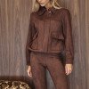 JAQUETA JUJU BOMBER SUEDE - MARROM
