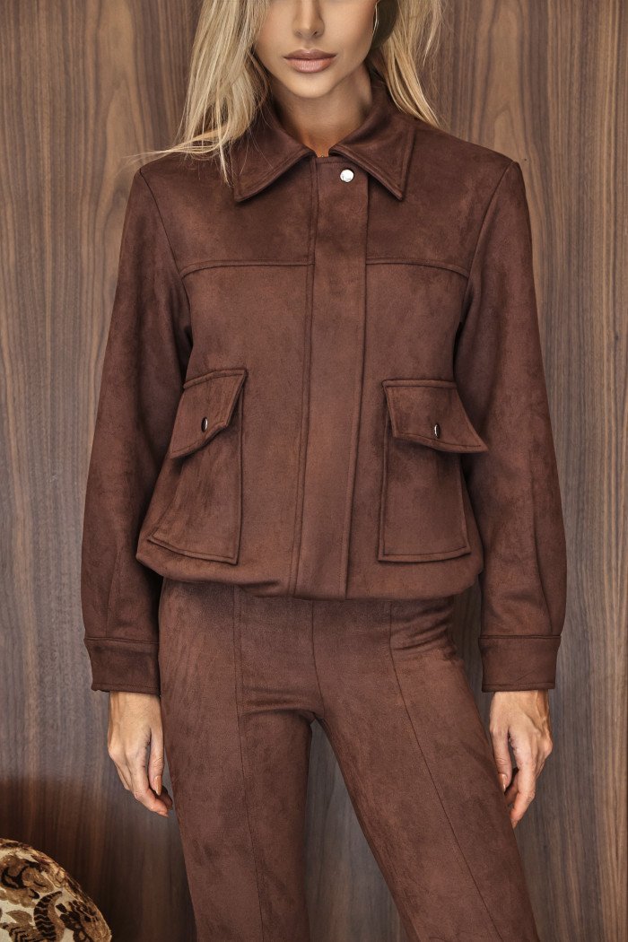 JAQUETA JUJU BOMBER SUEDE - MARROM