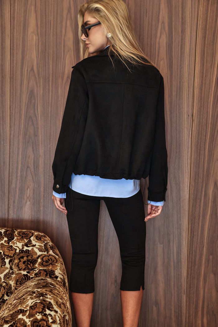 JAQUETA JUJU BOMBER SUEDE - PRETO