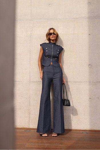 CONJUNTO ALICE SARJA - AZUL JEANS