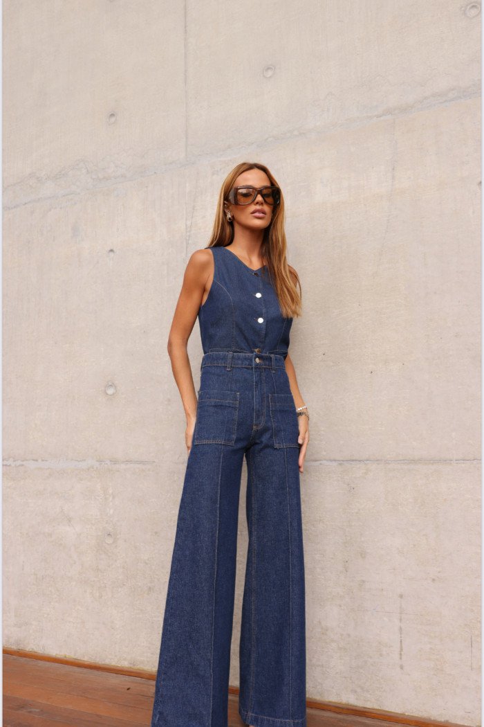 CALÇA BERLIM JEANS BOLSOS - AZUL