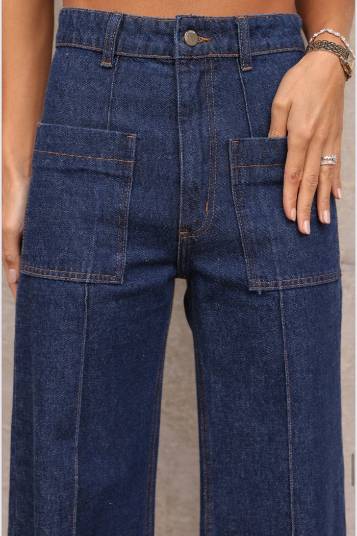 CALÇA BERLIM JEANS BOLSOS - AZUL