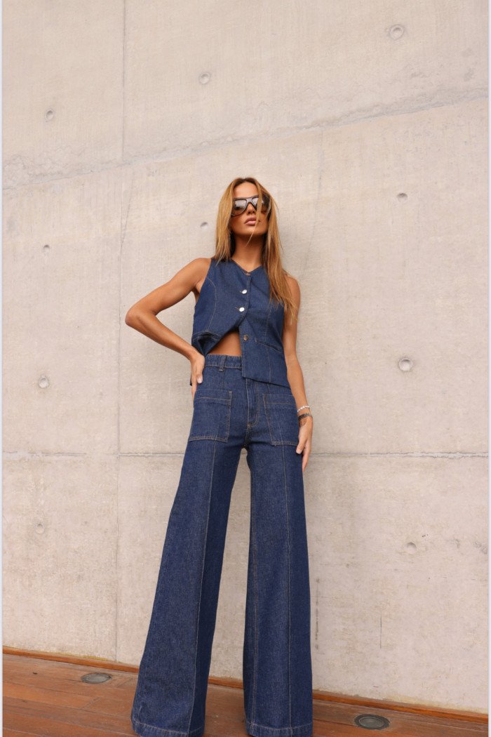 CALÇA BERLIM JEANS BOLSOS - AZUL
