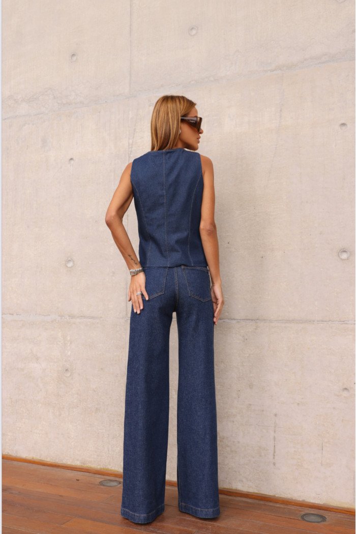 CALÇA BERLIM JEANS BOLSOS - AZUL