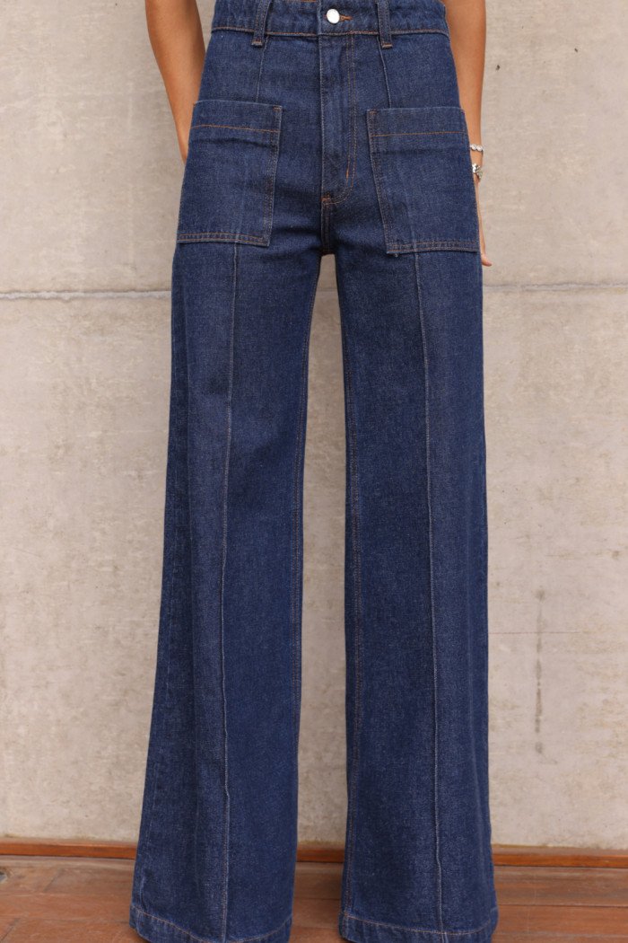 CALÇA BERLIM JEANS BOLSOS - AZUL