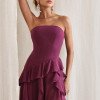 VESTIDO AUSTRÁLIA LONGO BABADOS T.Q.C - FÚCSIA