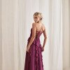 VESTIDO AUSTRÁLIA LONGO BABADOS T.Q.C - FÚCSIA