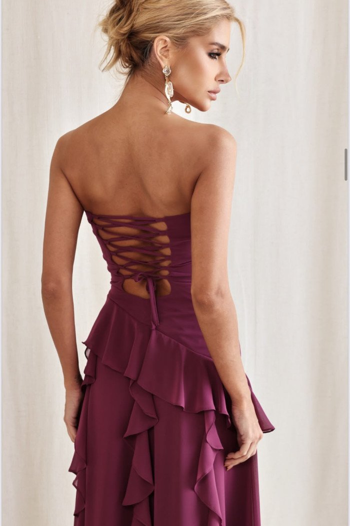 VESTIDO AUSTRÁLIA LONGO BABADOS T.Q.C - FÚCSIA