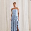 VESTIDO AUSTRÁLIA LONGO BABADOS T.Q.C - AZUL SERENITY