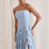 VESTIDO AUSTRÁLIA LONGO BABADOS T.Q.C - AZUL SERENITY